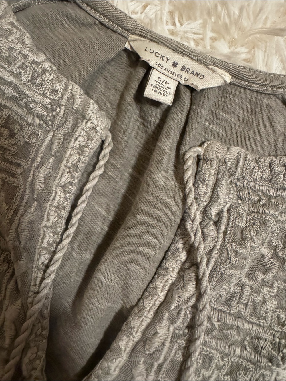 Lucky Brand Light Gray-Green Embroidered Skirt Set